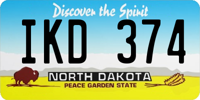 ND license plate IKD374