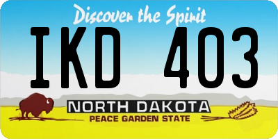 ND license plate IKD403
