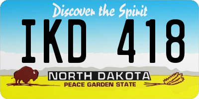 ND license plate IKD418