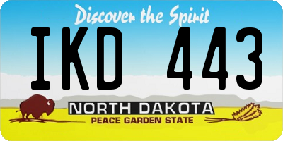 ND license plate IKD443