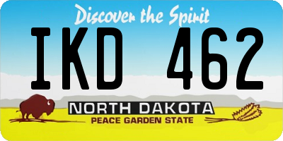 ND license plate IKD462