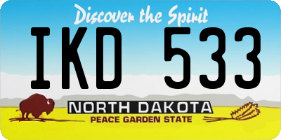 ND license plate IKD533