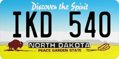 ND license plate IKD540