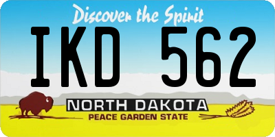 ND license plate IKD562
