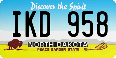 ND license plate IKD958