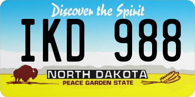 ND license plate IKD988
