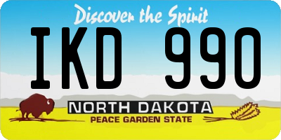 ND license plate IKD990