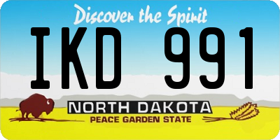 ND license plate IKD991