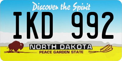 ND license plate IKD992