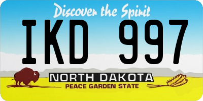ND license plate IKD997
