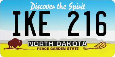 ND license plate IKE216