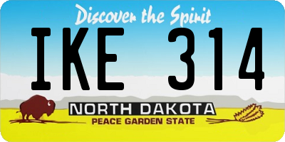 ND license plate IKE314