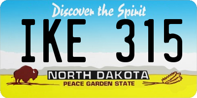 ND license plate IKE315