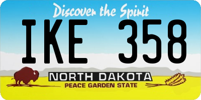 ND license plate IKE358