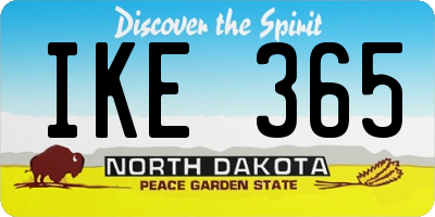 ND license plate IKE365
