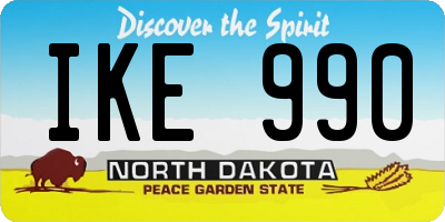 ND license plate IKE990