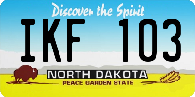 ND license plate IKF103