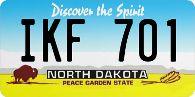 ND license plate IKF701