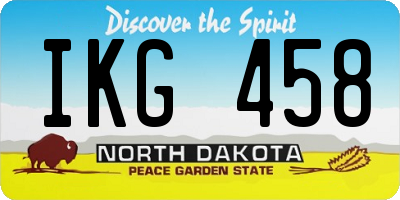 ND license plate IKG458