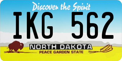 ND license plate IKG562
