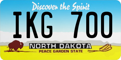 ND license plate IKG700