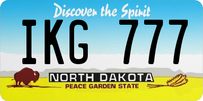 ND license plate IKG777