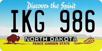 ND license plate IKG986