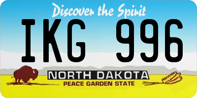 ND license plate IKG996