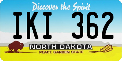 ND license plate IKI362