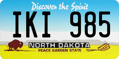 ND license plate IKI985