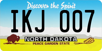 ND license plate IKJ007