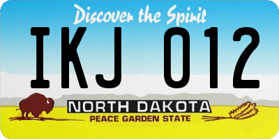 ND license plate IKJ012
