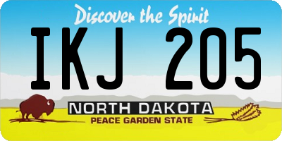 ND license plate IKJ205
