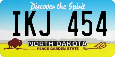ND license plate IKJ454