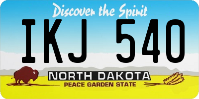 ND license plate IKJ540