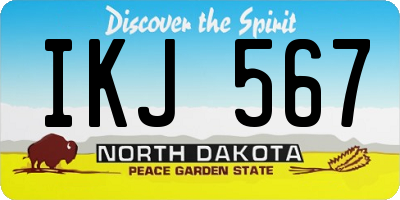 ND license plate IKJ567