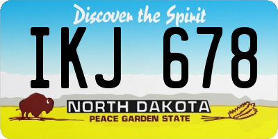 ND license plate IKJ678