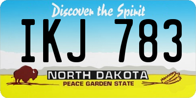 ND license plate IKJ783
