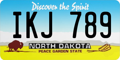 ND license plate IKJ789
