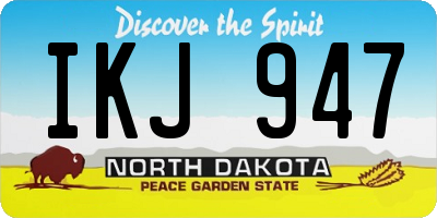 ND license plate IKJ947