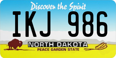 ND license plate IKJ986