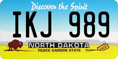ND license plate IKJ989