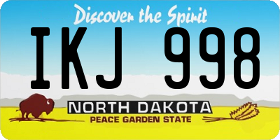 ND license plate IKJ998