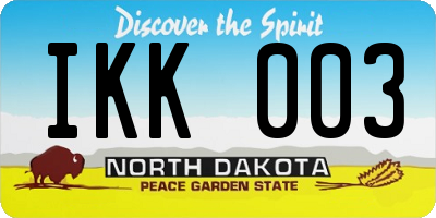 ND license plate IKK003