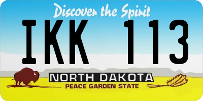 ND license plate IKK113