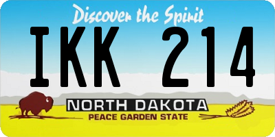 ND license plate IKK214