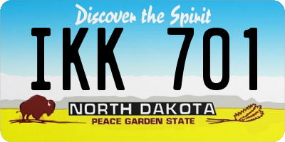ND license plate IKK701
