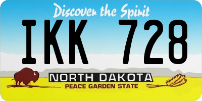 ND license plate IKK728