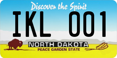 ND license plate IKL001
