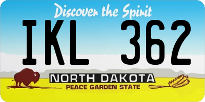ND license plate IKL362